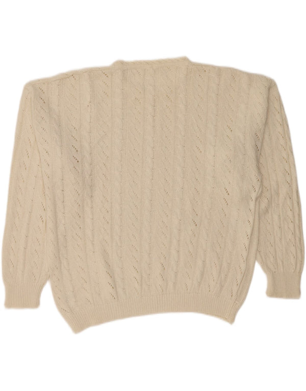 Vintage ženski pulover s okruglim izrezom UK 16 Large Off White