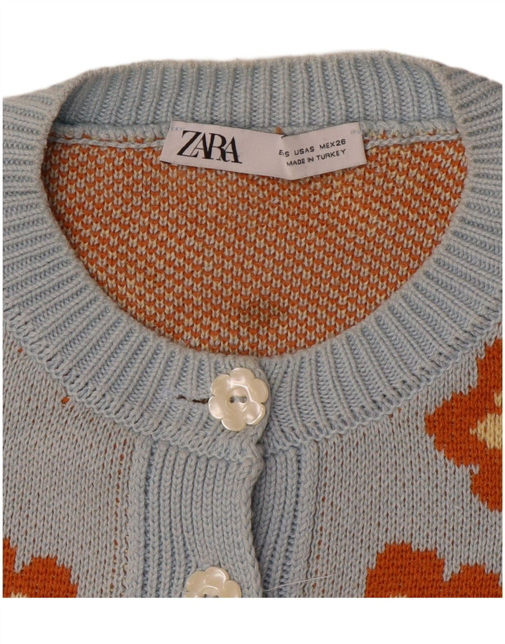 Preveliki ženski kardigan pulover Zara UK 10 Mali plavi cvjetni