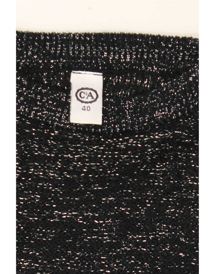 C & A ženski džemper s lađastim izrezom EU 40 Srednje crni flekasti akril
