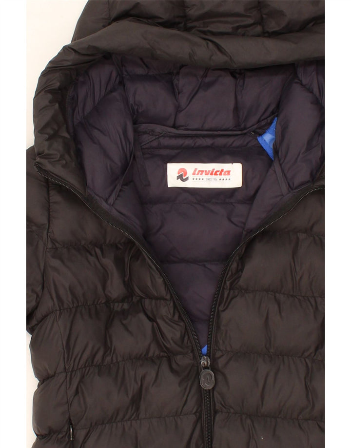INVICTA Girls Hooded Padded Coat 9-10 Years Black Vintage Invicta and Second-Hand Invicta from Messina Hembry 