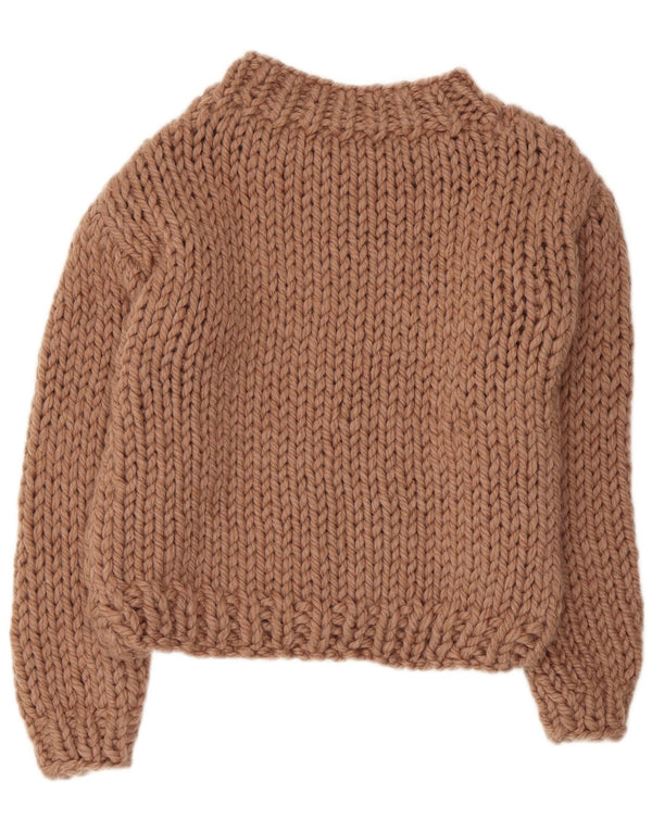 Vintage ženski kratki džemper s kornjačinim ovratnikom UK 14 Srednje bež