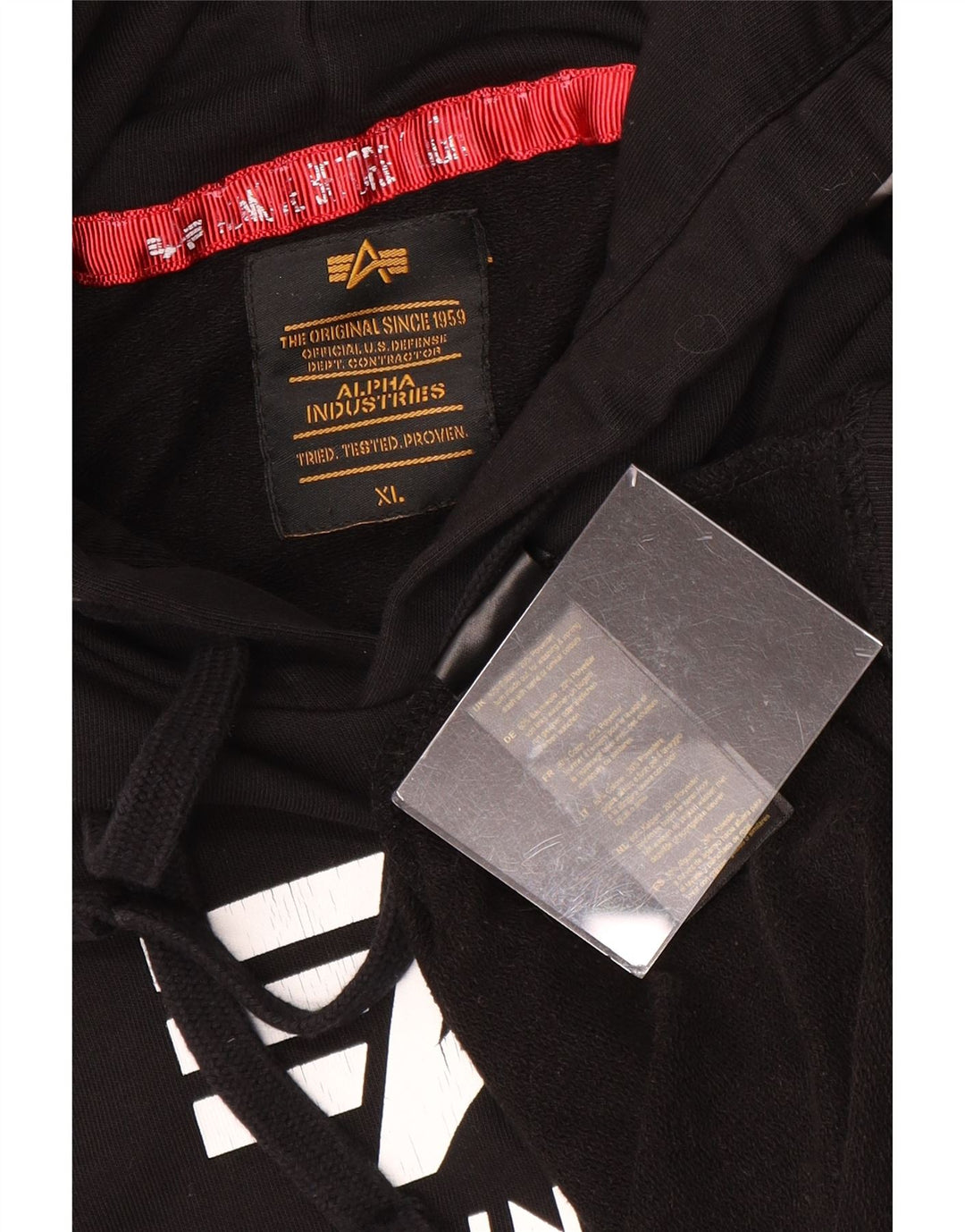 ALPHA INDUSTRIES muška majica s kapuljačom kratkih rukava s grafičkim motivima XL, crni pamuk