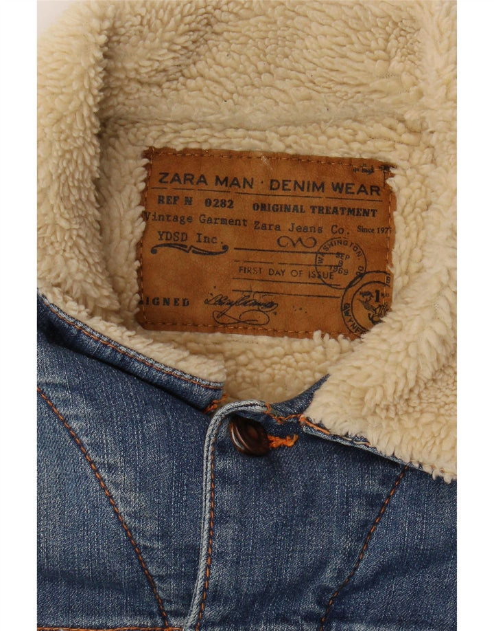 Zara muška traper šerpa jakna UK 36 Small Blue Colourblock