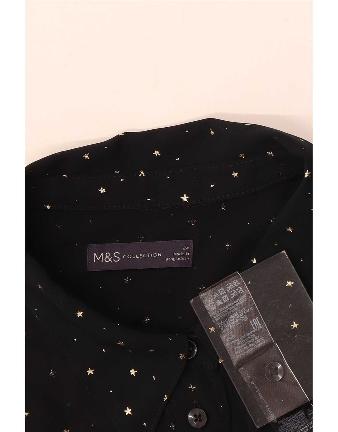 Marks & Spencer ženska košulja bluza UK 24 4XL crni poliester na točkice