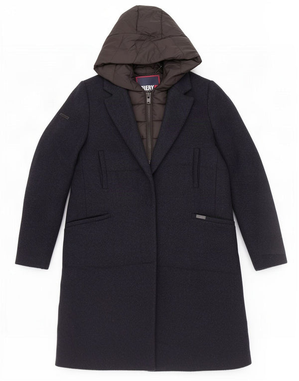 Superdry ženski podstavljeni kaput s kapuljačom UK 10 Mali tamnoplavi poliester