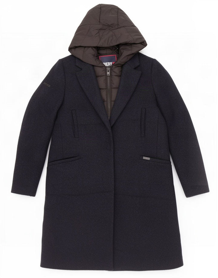 Superdry ženski podstavljeni kaput s kapuljačom UK 10 Mali tamnoplavi poliester