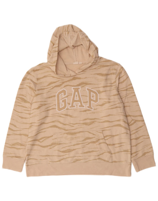 Gap Womens Graphic Hoodie Jumper UK 16 Large Beige Animal Print Cotton