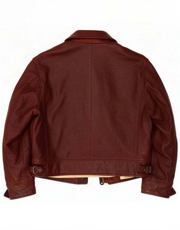 Vintage Mens Leather Jacket IT 54 2XL Brown
