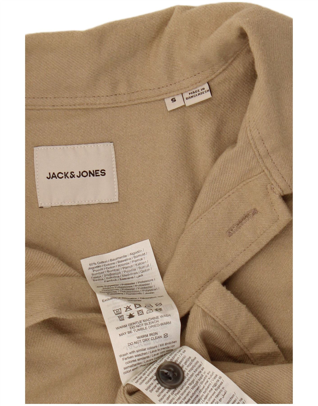 JACK & JONES Muška flanelska košulja, mala, bež pamuk