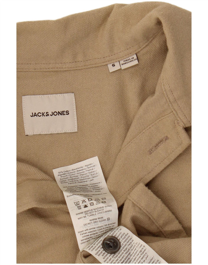 JACK & JONES Muška flanelska košulja, mala, bež pamuk