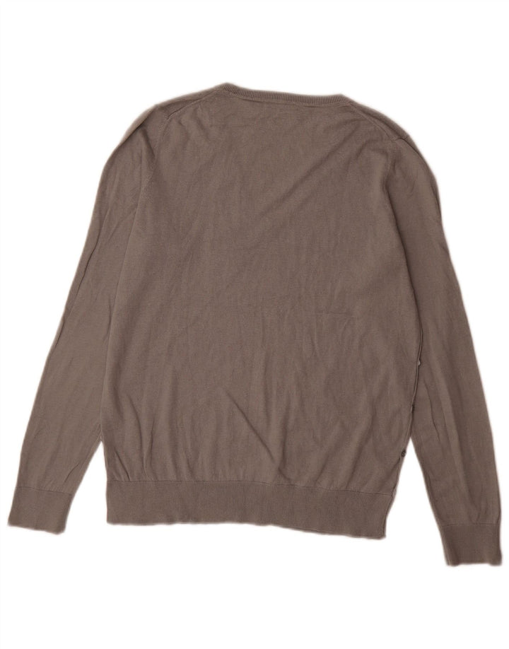 Ženski džemper s V-izrezom Massimo Dutti UK 14 srednje siva svila