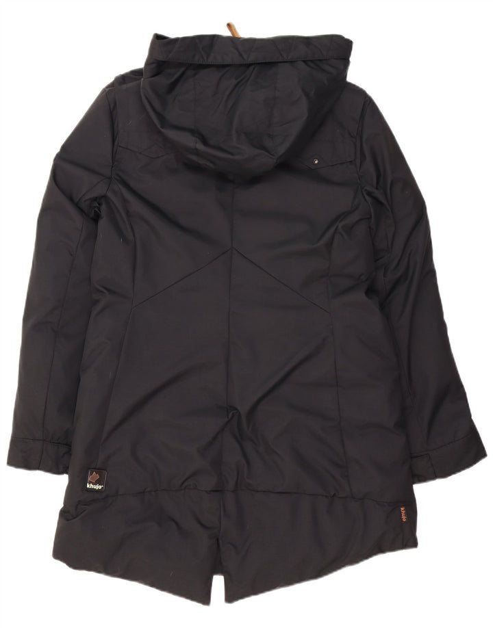 KHUJO Womens Oversized Hooded Parka Jacket UK 10 Small Black Nylon