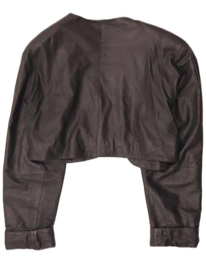 VINTAGE ženska kožna bolero jakna UK 14 Srednje zelena