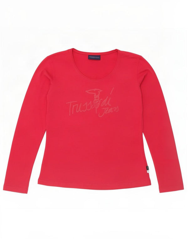 Trussardi Jeans Ženska prevelika majica dugih rukava s grafikom UK 10 Mala ružičasta