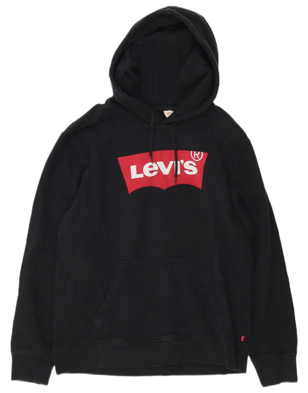 Levi's muška majica s kapuljačom srednje veličine, crni pamuk