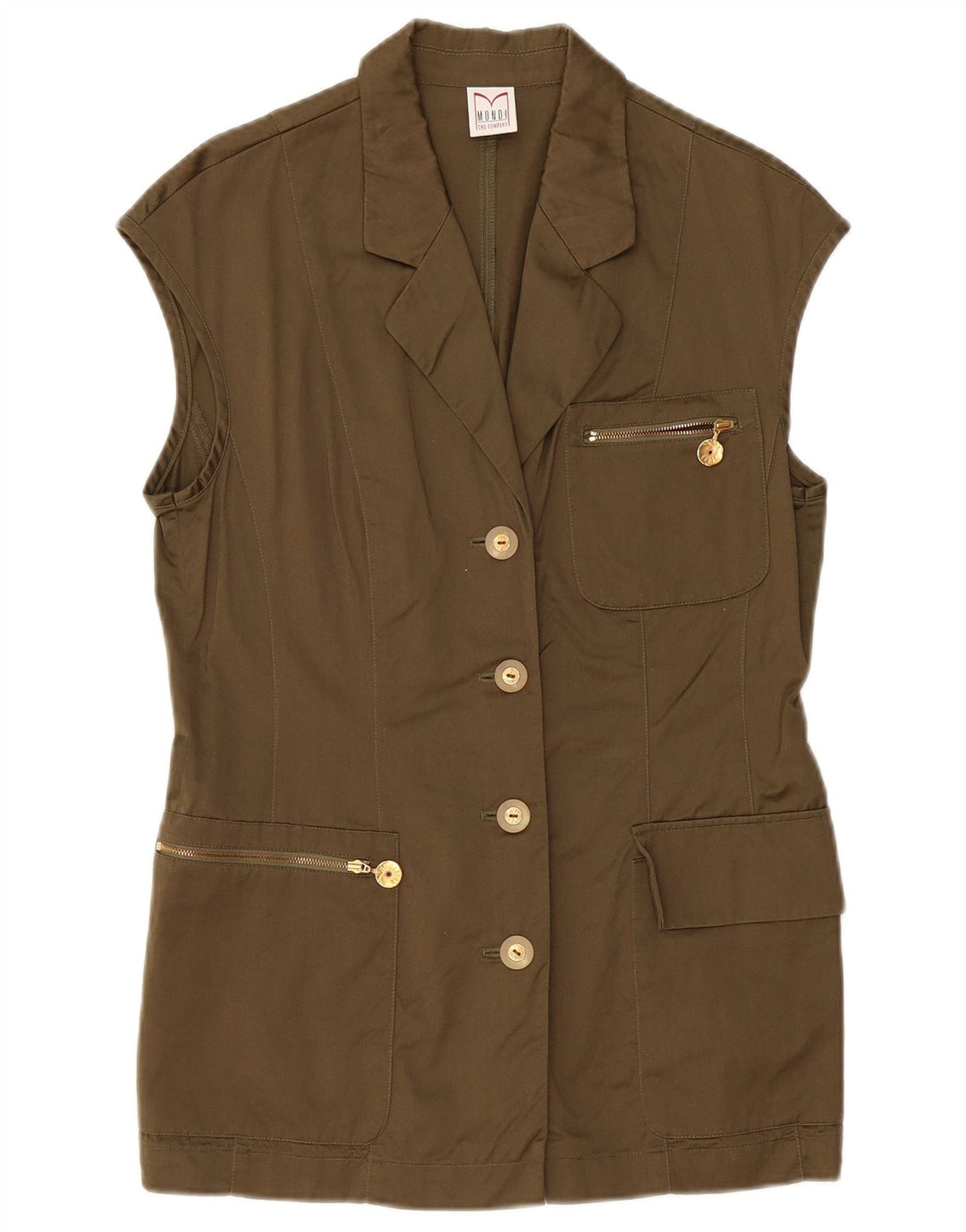 MONDI ženska jakna bez rukava s 4 gumba, EU 38, kaki pamuk