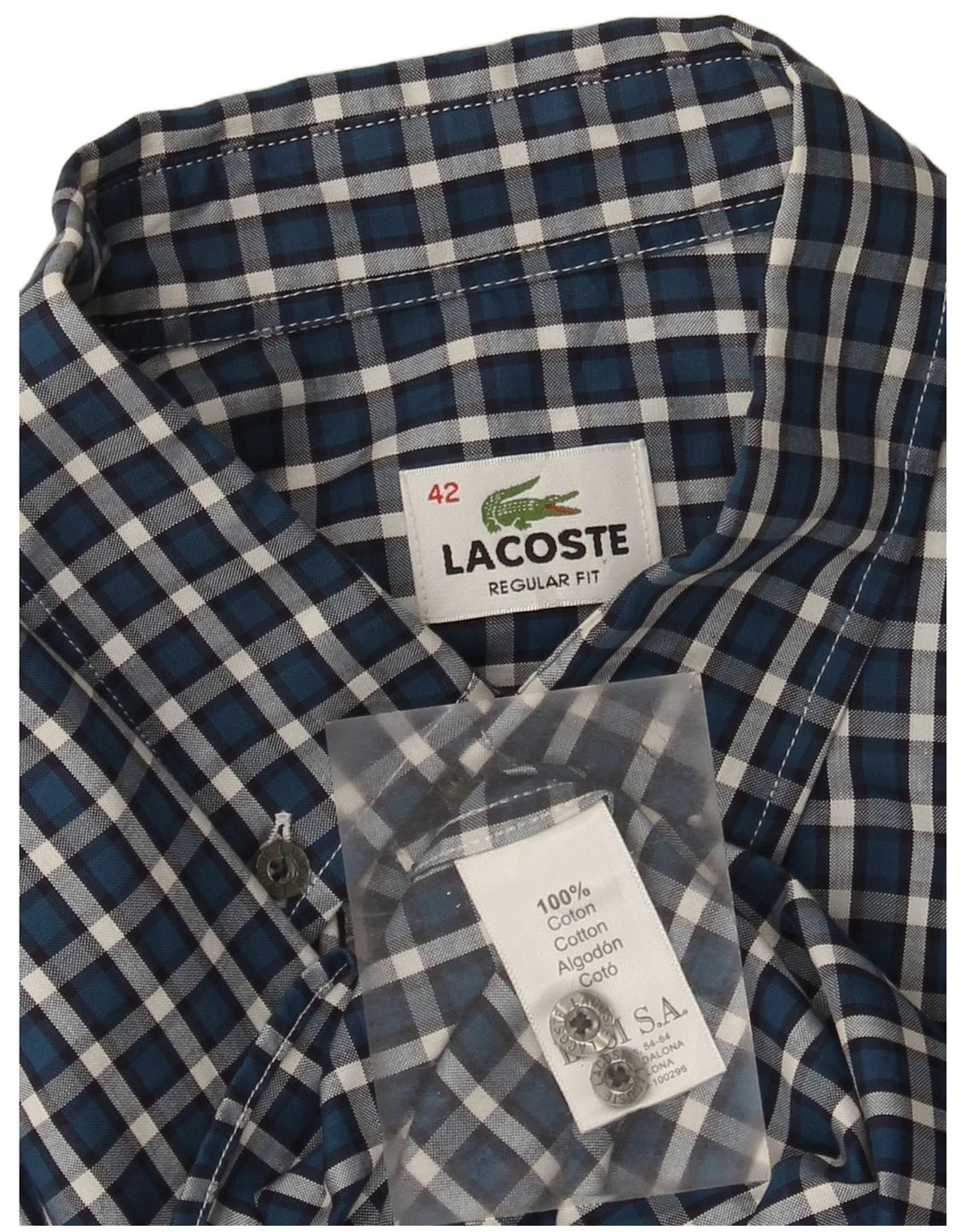 Lacoste muška košulja standardnog kroja, veličina 42, veliki plavi karirani pamuk