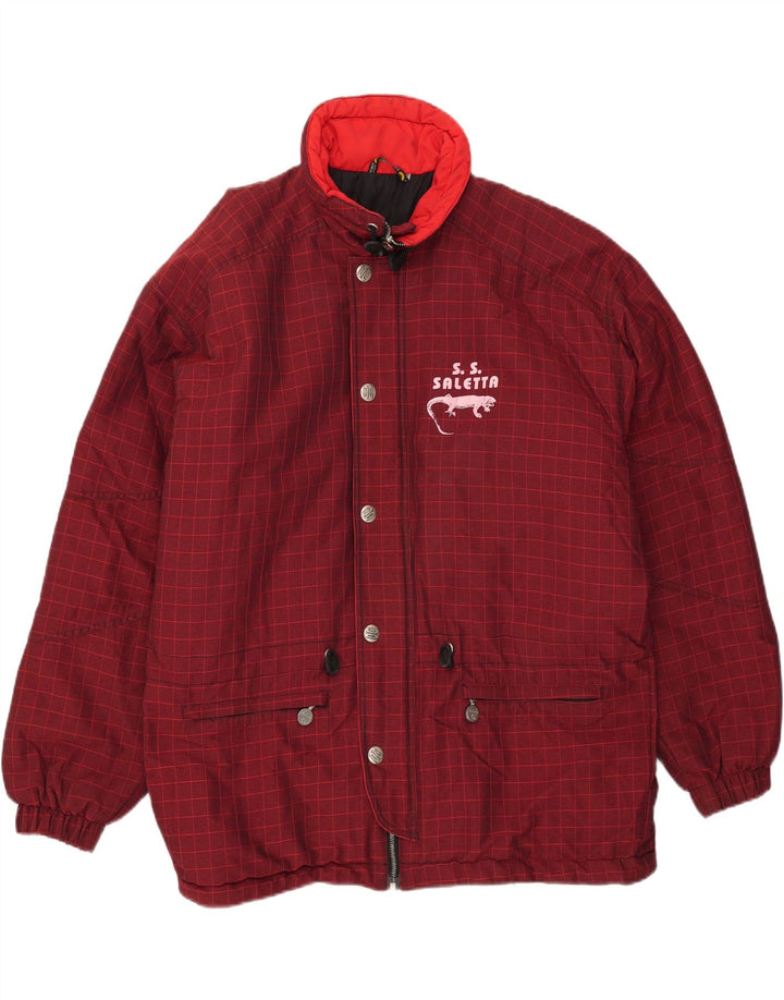 Vintage muška skijaška jakna IT 52 XL bordo karirani poliamid