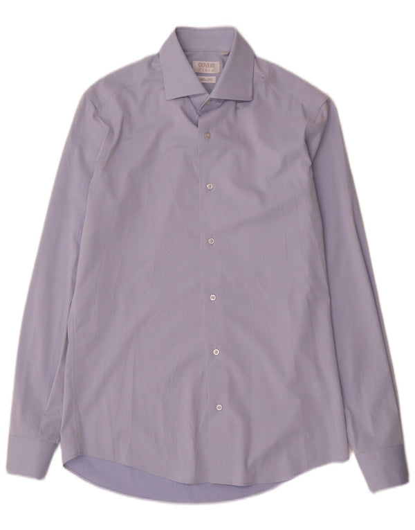 Coveri Mens Slim Fit Shirt Size 38 15 Medium Blue Microfibers