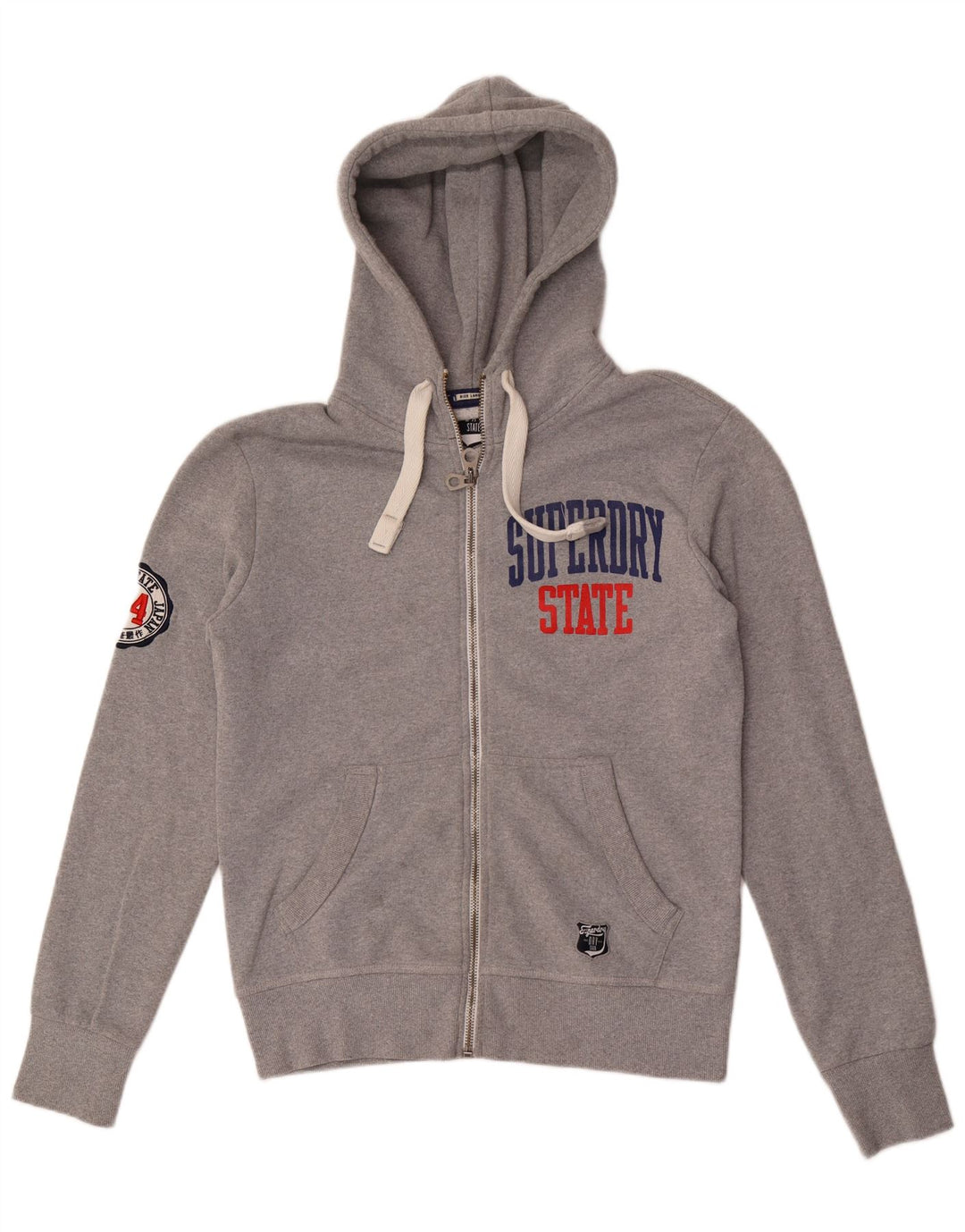 SUPERDRY muški pulover s kapuljačom s patentnim zatvaračem, veliki sivi poliester