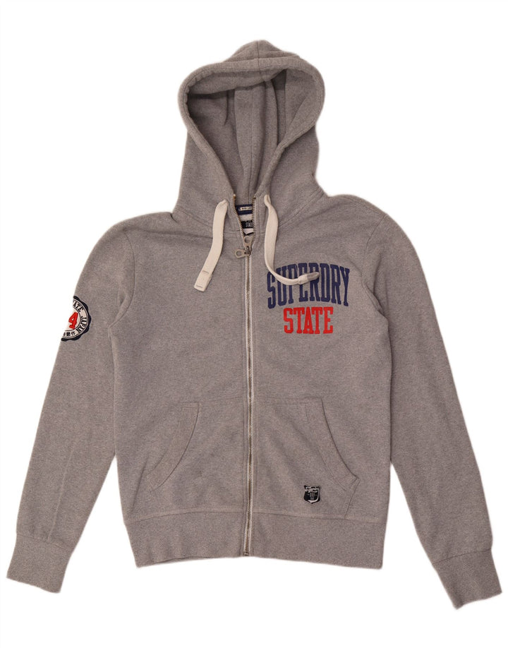 SUPERDRY muški pulover s kapuljačom s patentnim zatvaračem, veliki sivi poliester