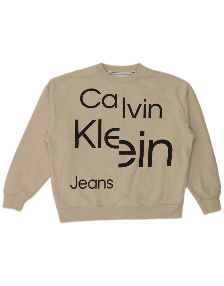 Calvin Klein Jeans muški džemper s trenirkom srednje veličine, bijeli pamuk
