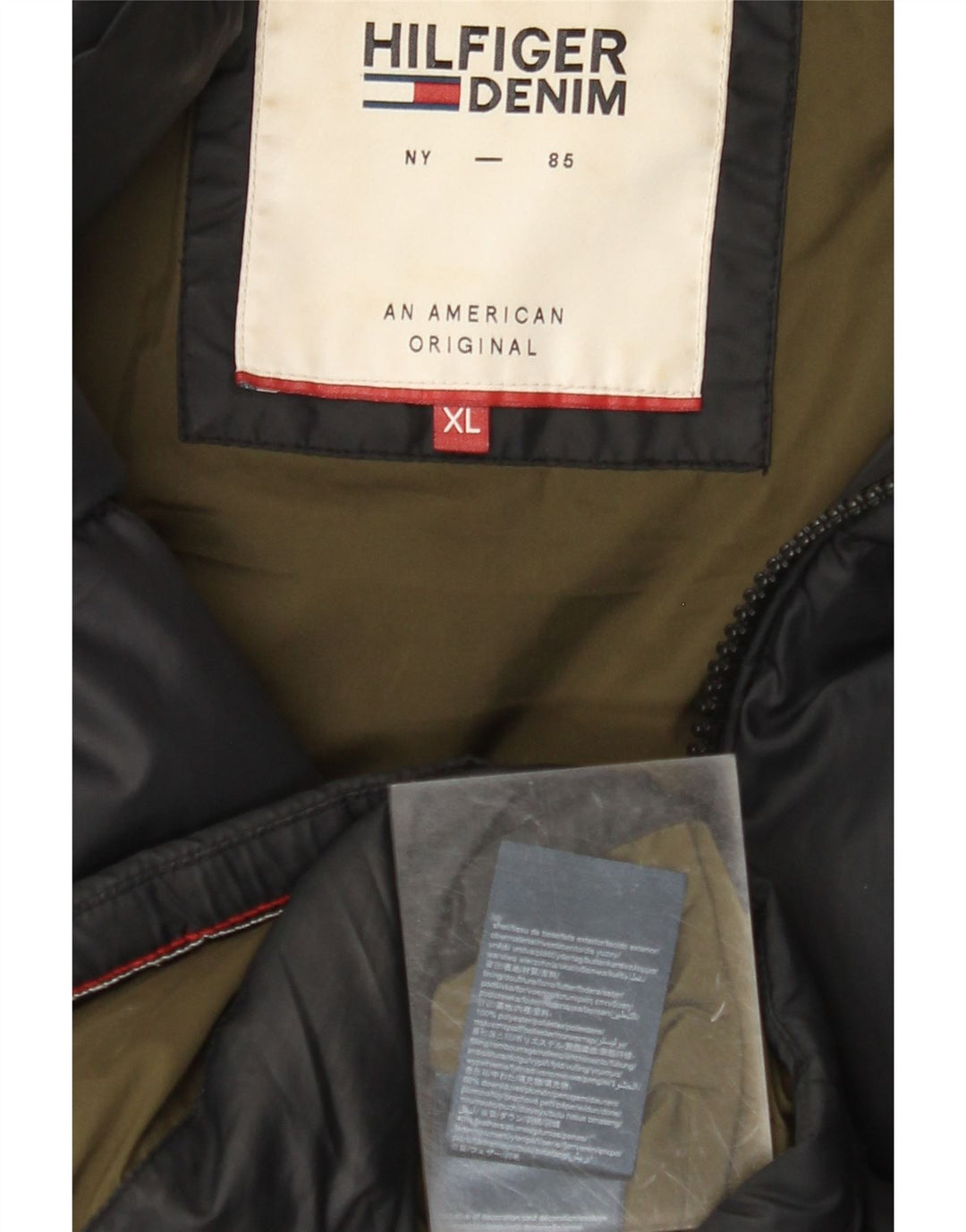 TOMMY HILFIGER muška podstavljena jakna s kapuljačom UK 42 XL crni poliester