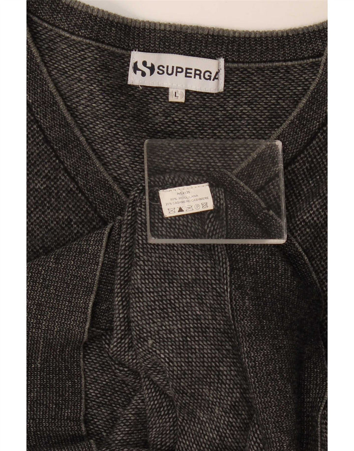 Veliki sivi vuneni muški džemper s V-izrezom Superga