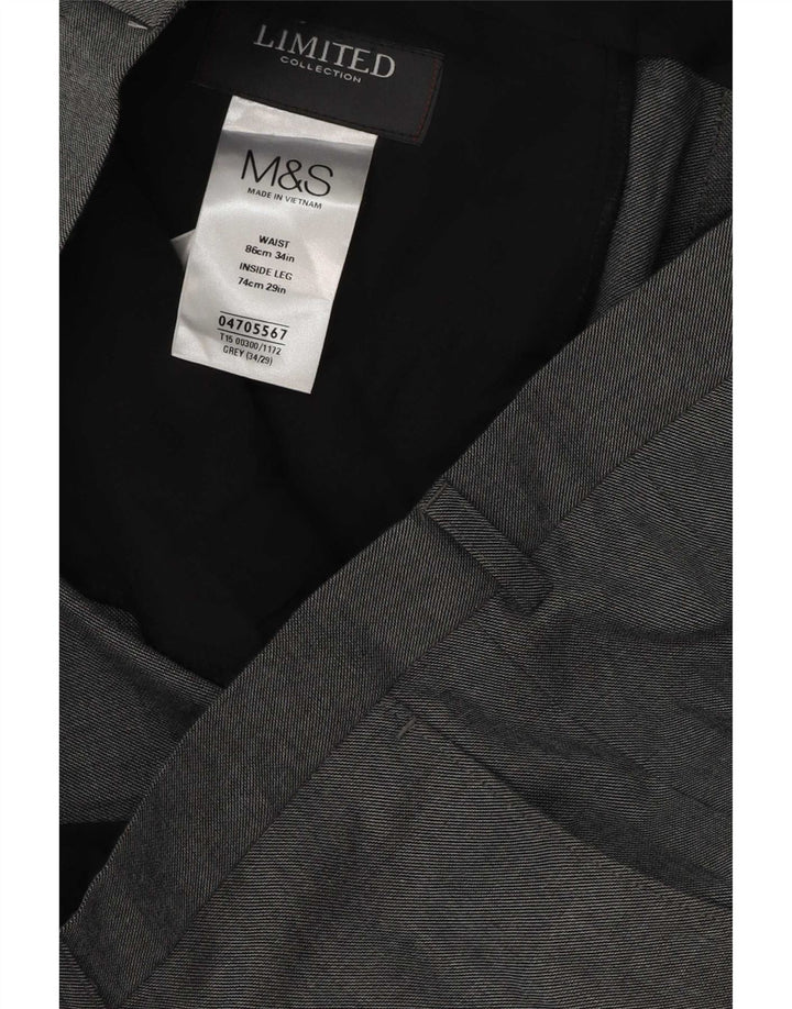 Marks & Spencer muške hlače ravnog odijela W34 L29 sivi poliester