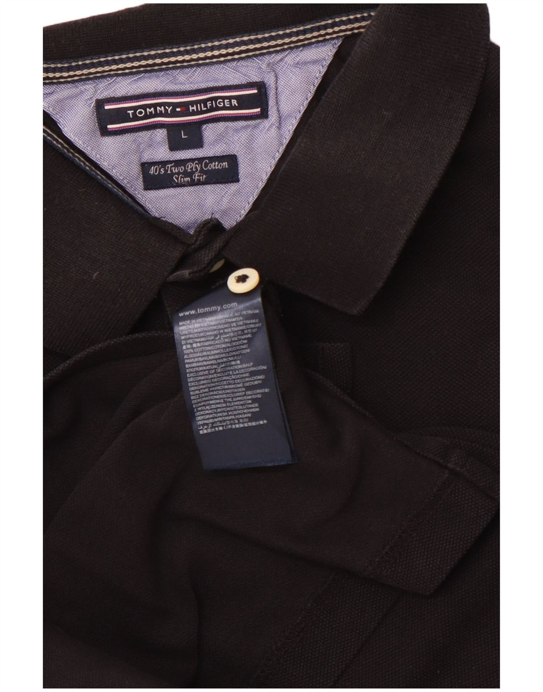 TOMMY HILFIGER Ženska uska polo majica Velika crna pamučna majica