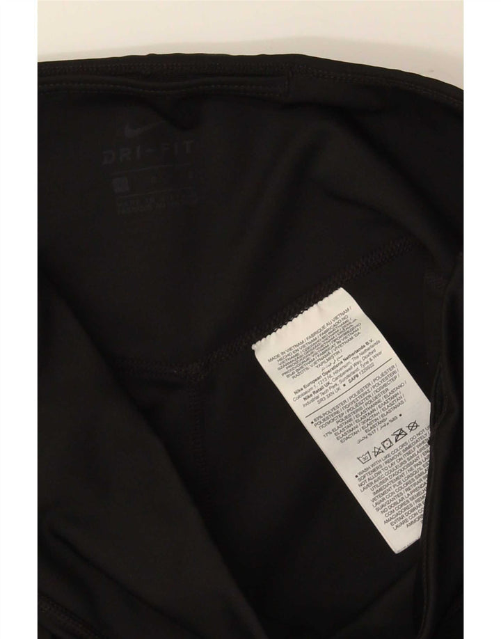 Nike Ženske Dri Fit Graphic Crop Leggings UK 14 Veliki crni poliester