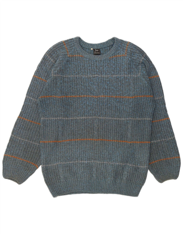 Vintage muški džemper s okruglim izrezom IT 50 srednje plave pruge