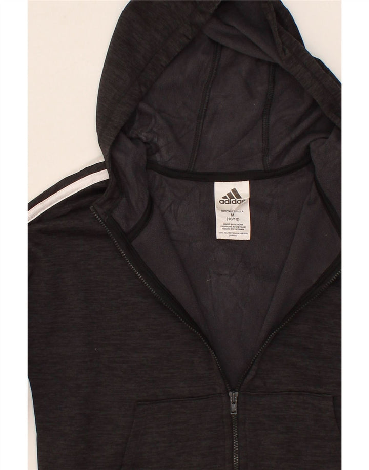 ADIDAS Boys Graphic Zip Hoodie Sweater 9-10 Years Medium Grey Vintage Adidas and Second-Hand Adidas from Messina Hembry 