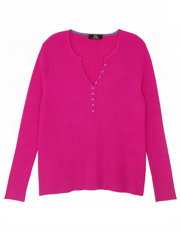 Marks & Spencer ženski džemper s V-izrezom UK 22 3XL ružičasta viskoza