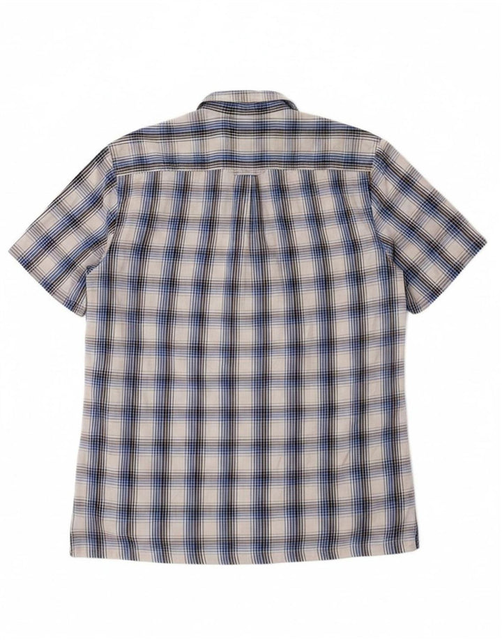 JAEGER Mens Short Sleeve Shirt Small Blue Check Cotton