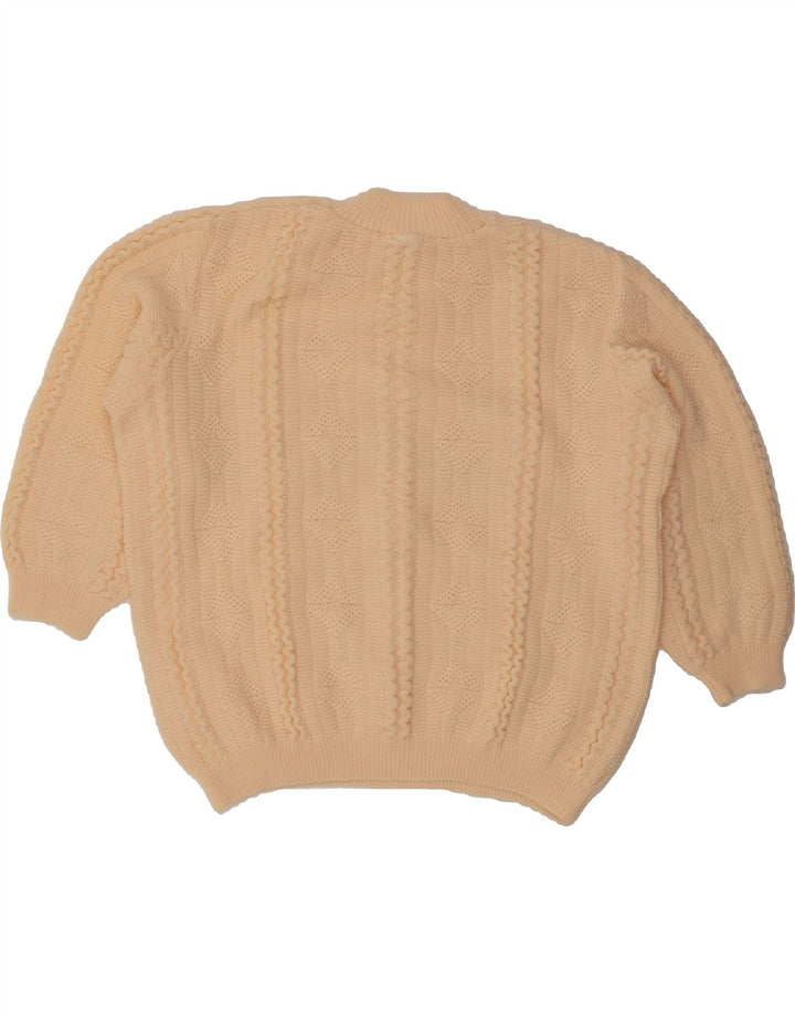 VINTAGE Womens Oversized Turtle Neck Jumper Sweater UK 14 Medium Beige Vintage Vintage and Second-Hand Vintage from Messina Hembry 