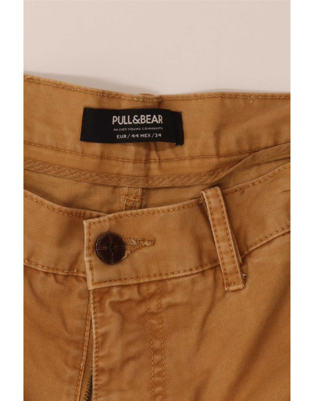 Pull & Bear muške uske chino hlače EU 44 velike W34 L32 bež pamuk