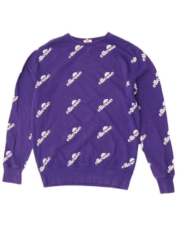 Ellesse Womens Graphic Sweatshirt Jumper UK 12 Medium Purple Cotton