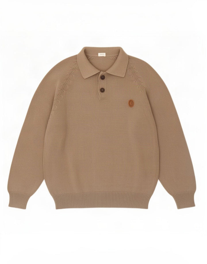 Trussardi muški džemper s polo ovratnikom srednje bež boje