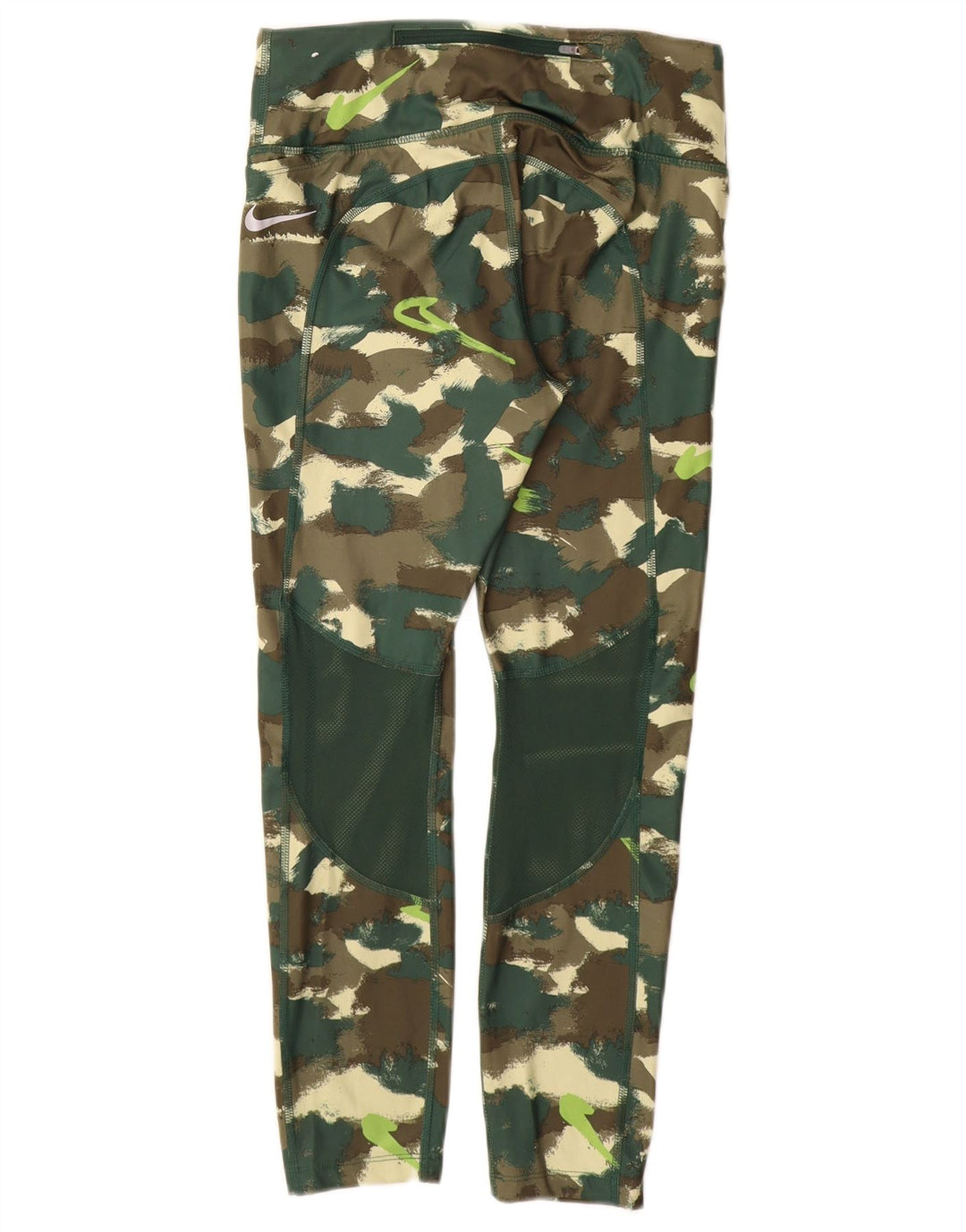 NIKE Ženske Dri Fit Leggings UK 12 Medium Green Camouflage Poliester