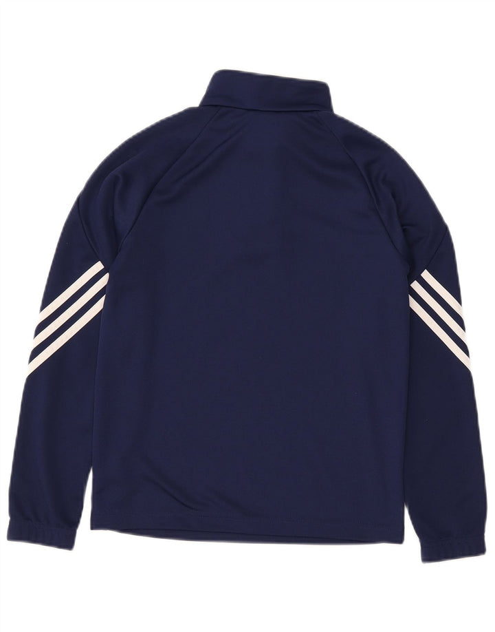 ADIDAS Boys Climalite Pullover Tracksuit Top 9-10 Years Medium Navy Blue