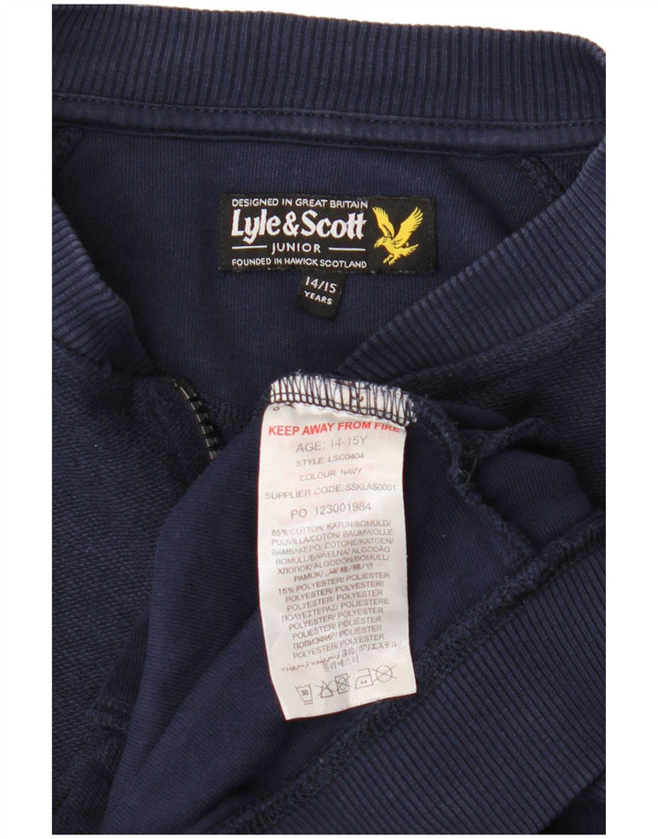 LYLE & SCOTT Boys Tracksuit Top Jacket 14-15 Years Navy Blue Cotton