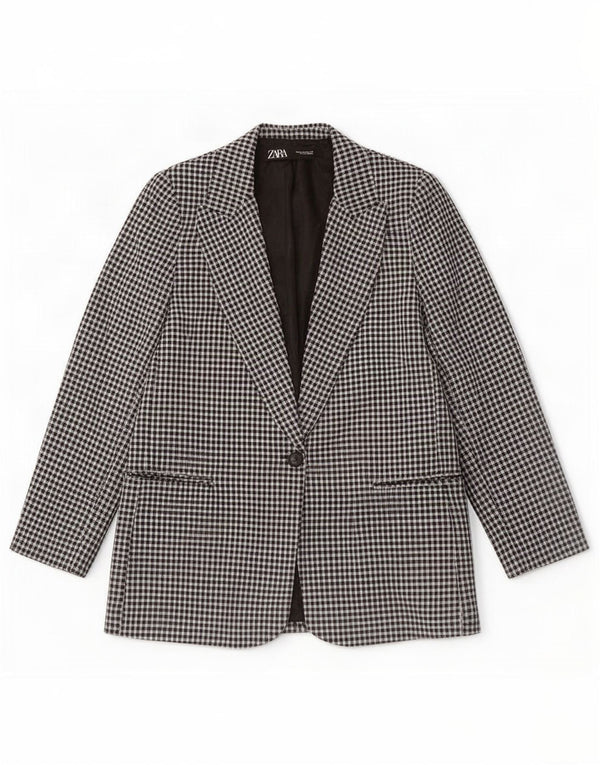 Zara ženski sako sa 1 gumbom EU 40 srednje crne boje gingham