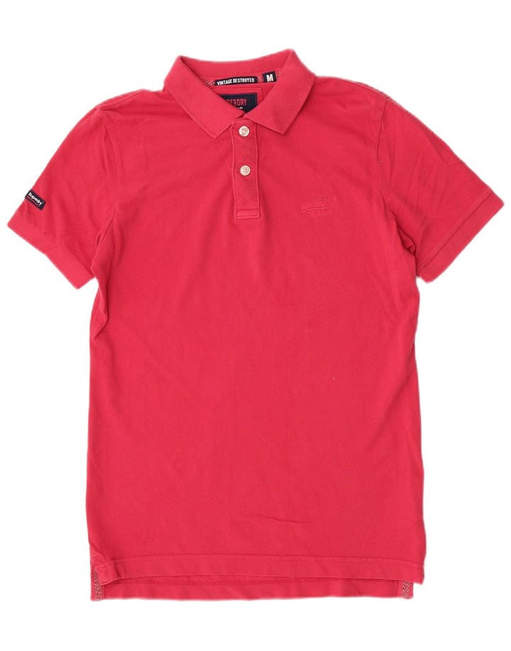 Superdry muška polo majica kratkih rukava, srednje ružičasti pamuk