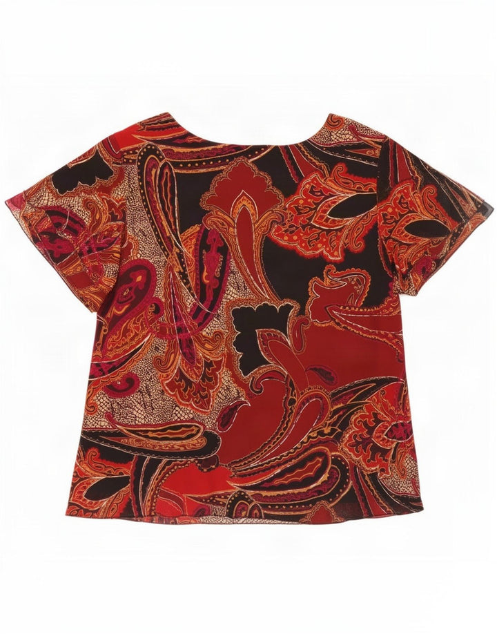 Marks & Spencer Top ženska bluza UK 20 2XL crni poliester s paisley motivima
