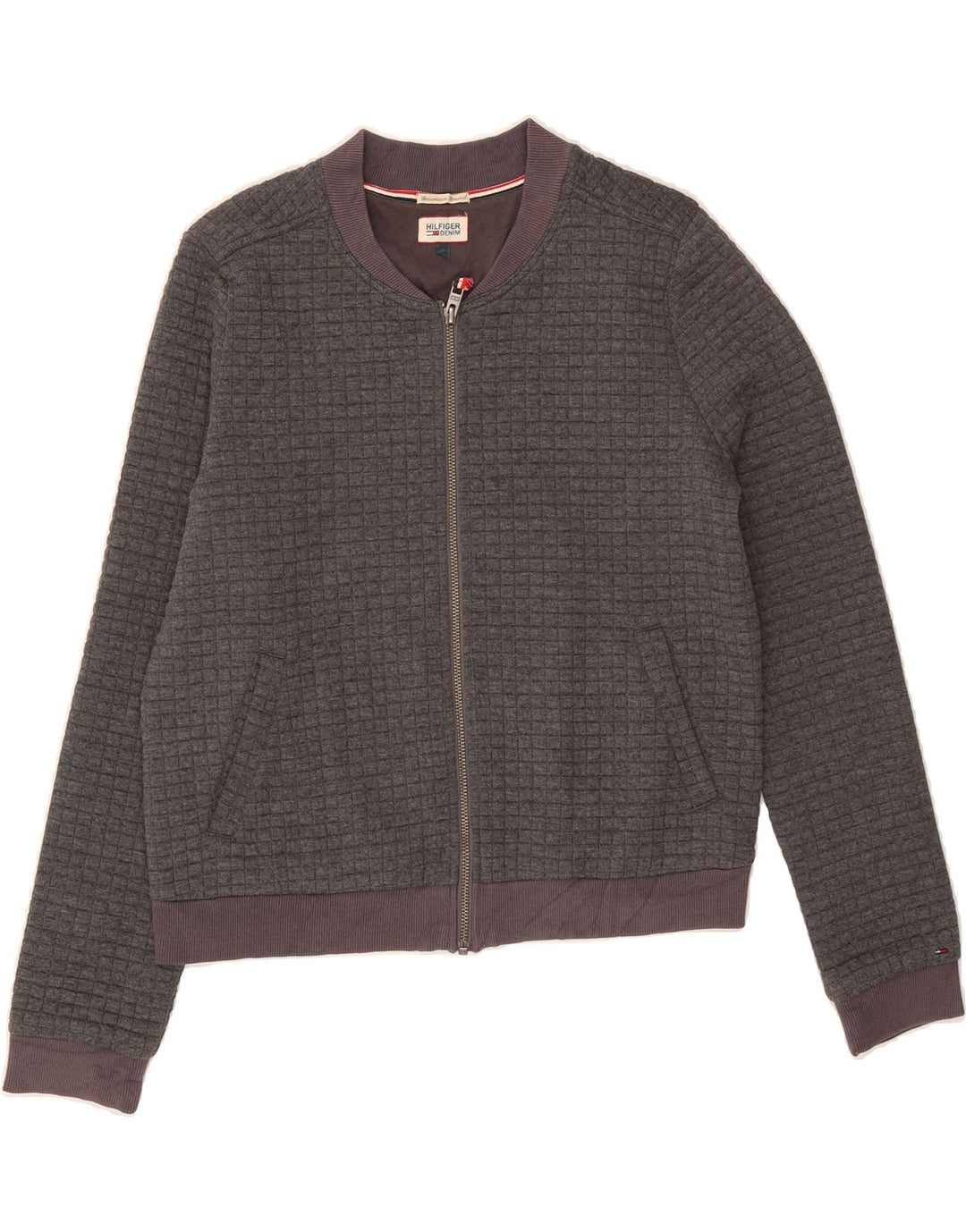 TOMMY HILFIGER Womens Tracksuit Top Jacket UK 10 Small Grey Polyester Vintage Tommy Hilfiger and Second-Hand Tommy Hilfiger from Messina Hembry 