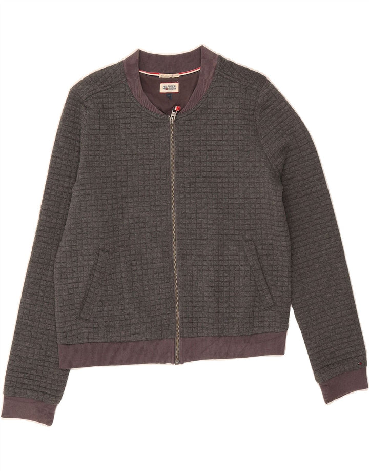 TOMMY HILFIGER Womens Tracksuit Top Jacket UK 10 Small Grey Polyester Vintage Tommy Hilfiger and Second-Hand Tommy Hilfiger from Messina Hembry 