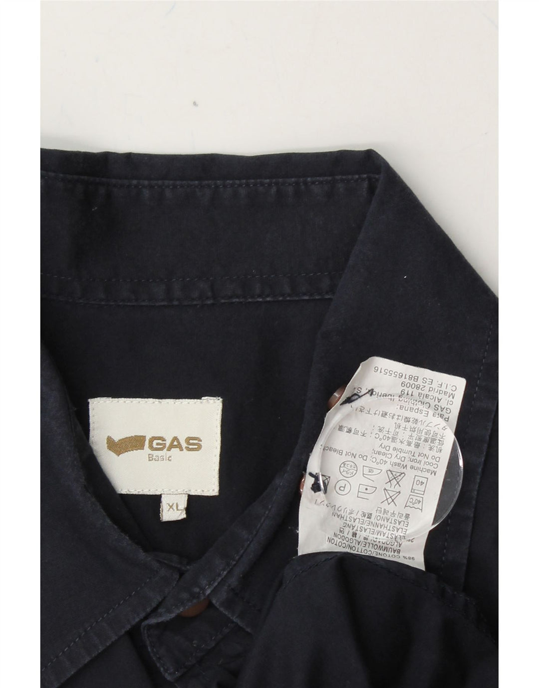 GAS Mens Basic Shirt XL Navy Blue Cotton Vintage Gas and Second-Hand Gas from Messina Hembry 