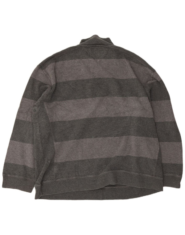 Tommy Hilfiger muški džemper s izrezom s patentnim zatvaračem 2XL pamuk na sive pruge