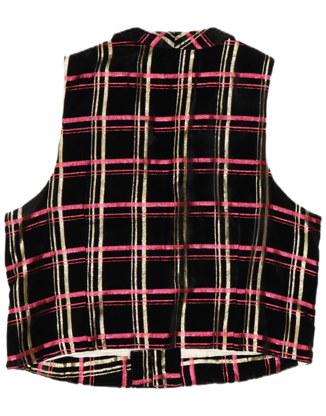 VINTAGE ženski baršunasti prsluk UK 18 XL crni karirani